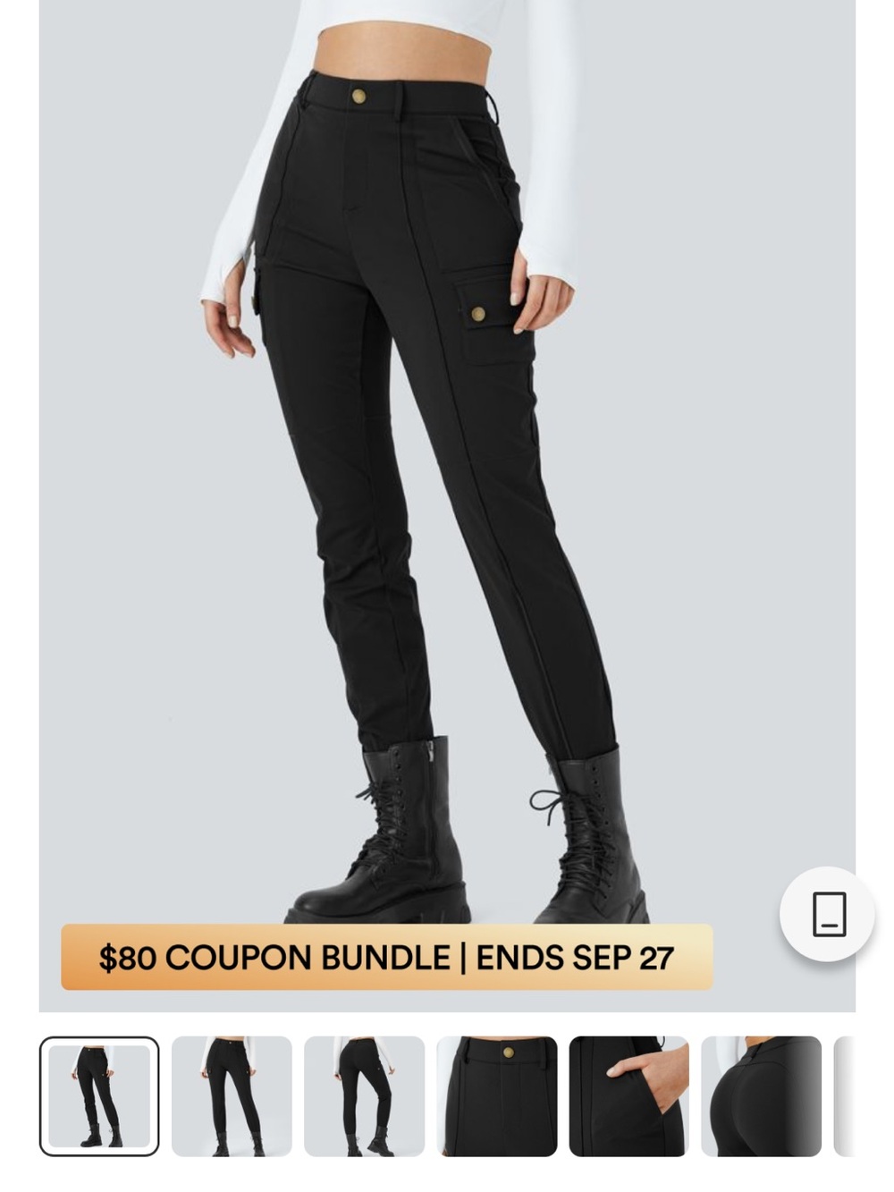 HALARA Black High-Rise Cargo Skinny Pants